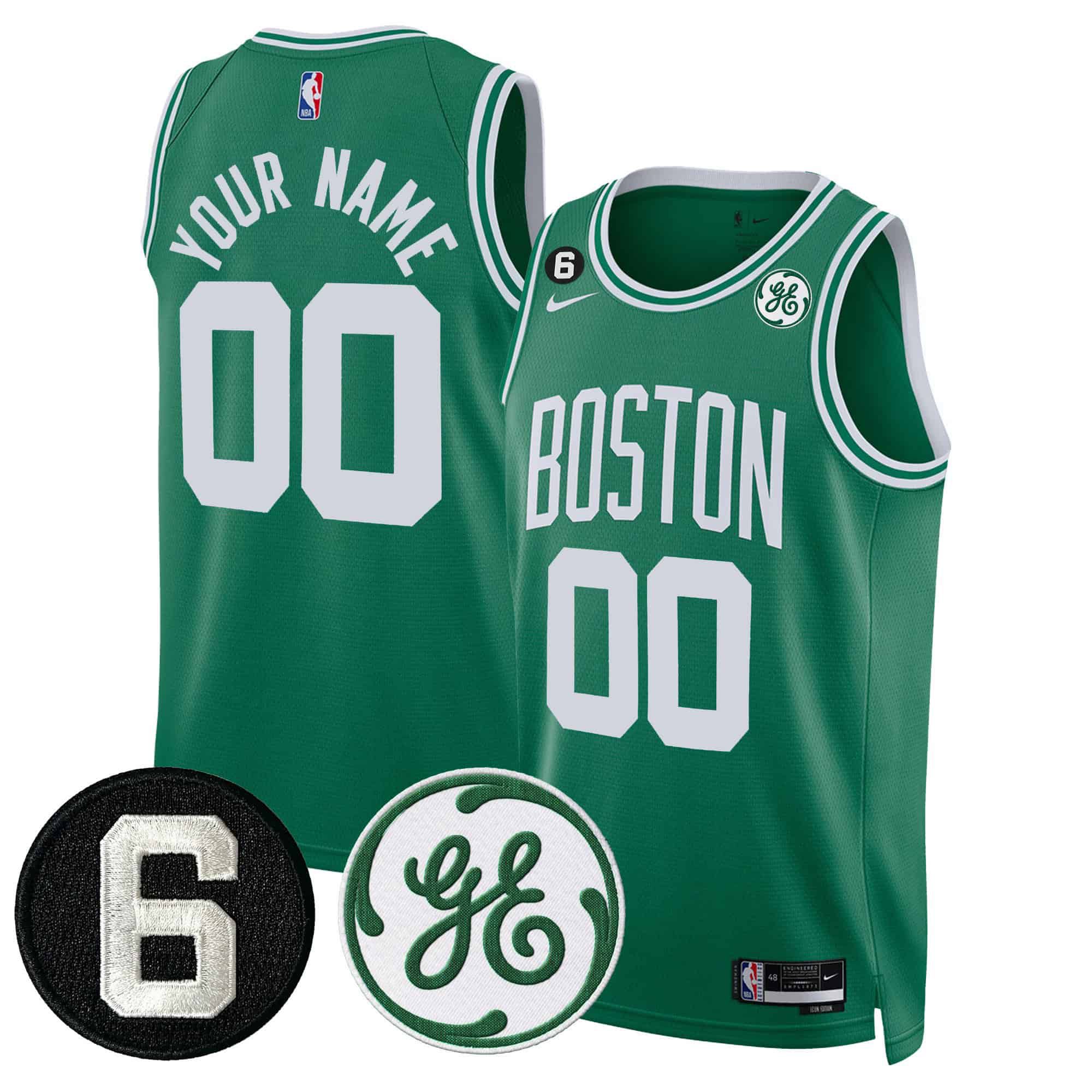 Men Boston Celtics Green 2024 Nike Bill Russell & John Havlicek Patch Custom NBA Jersey->customized nba jersey->Custom Jersey